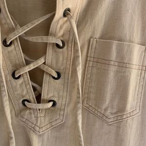 Vintage lace up collared shirt